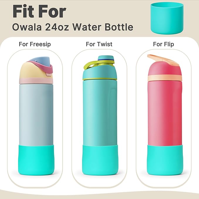 Silicone Boot for Owala 24 oz Water Bottle, Anti-Slip Protective Sleeve Bottom Cover for Owala Twist/FreeSip/Flip Stainless Steel Water Bottle(Teal)