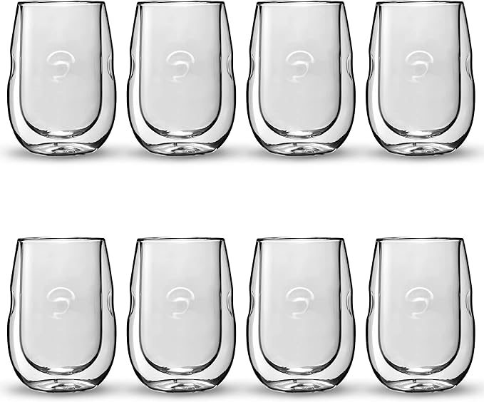 Ozeri Moderna Artisan Series Double Wall Insulated 10 oz Wine Glasses, Set of 8