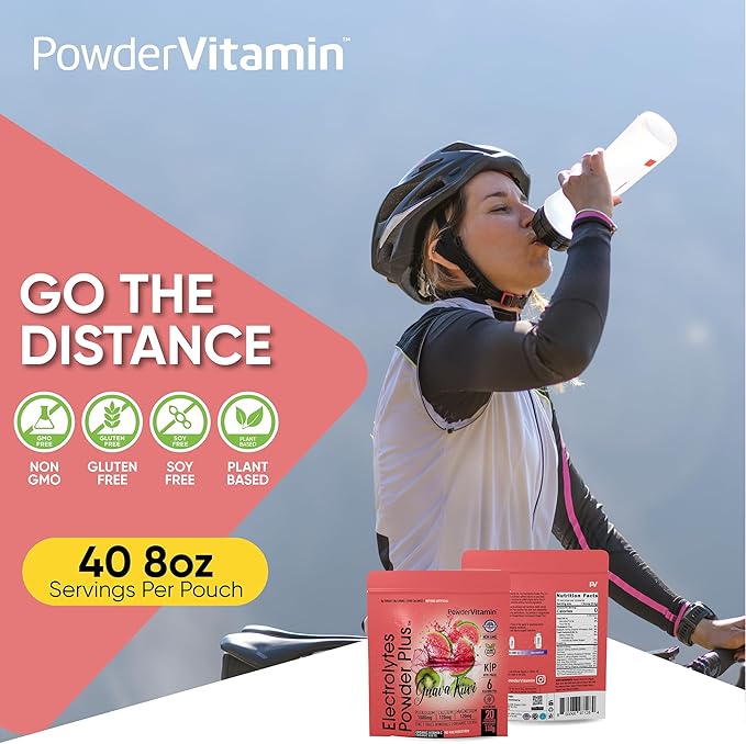 PowderVitamin Electrolytes Powder Plus (20 Servings) Guava Kiwi Electrolyte Powder Zero Calorie Keto,0 Sugar, No Maltodextrin,1000mg Potassium,120mg Calcium,120mg Magnesium, Pink Himalayan Salt
