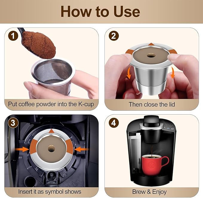 Reusable K Cups Coffee Filters for Keurig: Stainless Steel K Cups Coffee Pods Compatible 1.0 & 2.0 Coffee Makers Machine (2Pack)