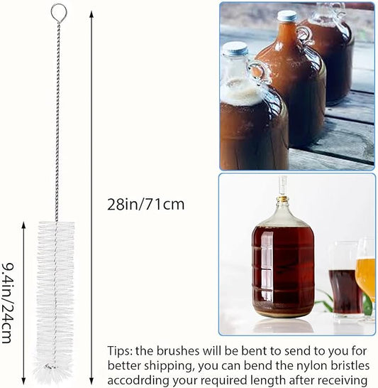 2 Pack 28inch Carboy Brush Carboy Cleaning Brush Carboy Bottle Brush Carboy Brushes for Cleaning Nylon 5 Gallon Carboy Brush for 3 5 6 6.5 Gallon Glass Carboys Corny Kegs Wine Making Home Brewing