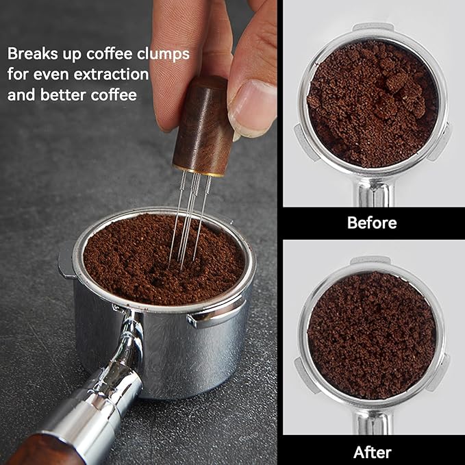 51mm Espresso Tamper Set, Espresso Accessories Kit with Adjustable Spring-Loaded Tamper, Stainless Steel WDT Tool and Magnetic Dosing Funnel for 51 mm Portafilters