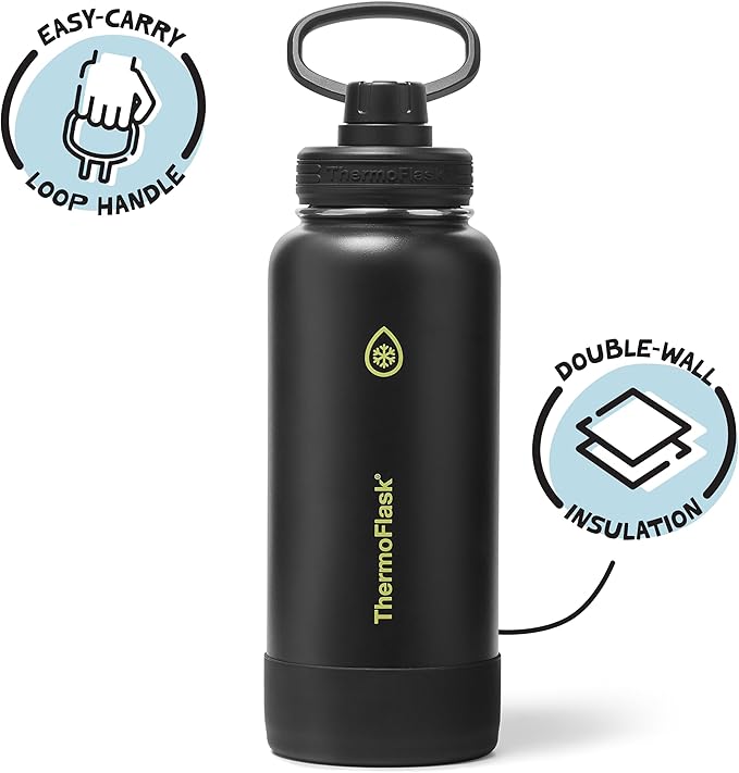 ThermoFlask 32 oz Double Wall Vacuum Insulated Stainless Steel Water Bottle with Spout Lid, Shadow Glow