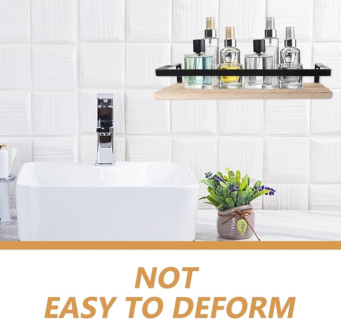 Wall Storage Shelf Floating Wood Shelves Solid Paulownia Wood Rustic Floating Cabinet for Bathroom Kitchen Living Room 2pcs