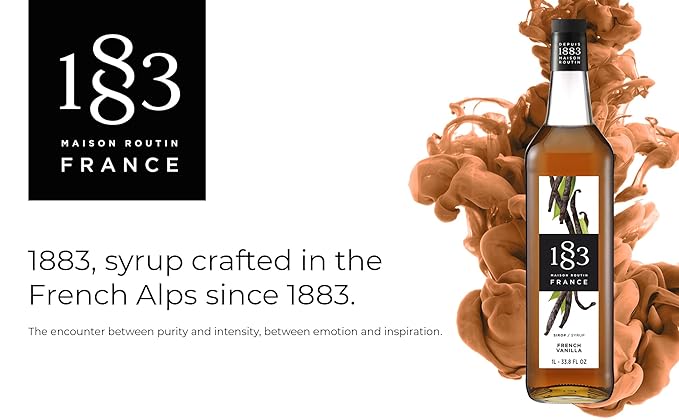 1883 French Vanilla Syrup for Coffee and Drinks – Made in France, Premium Flavoring, 1 Liter Glass Bottle