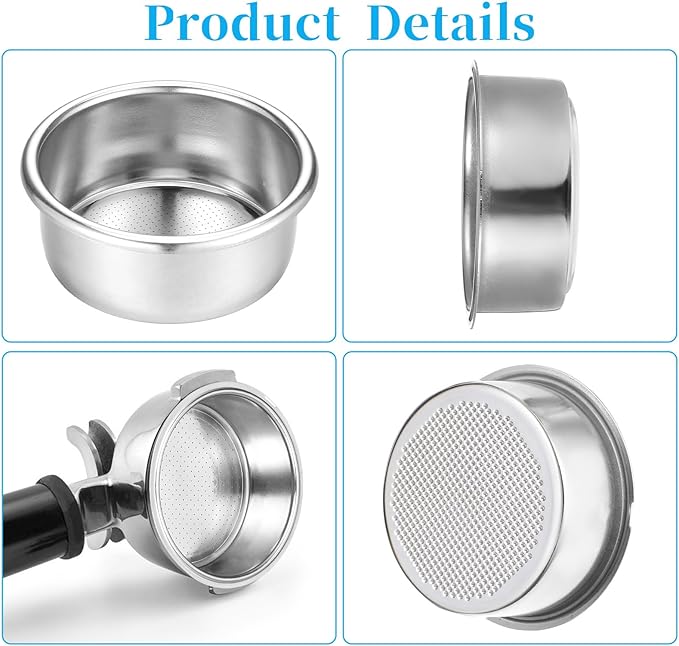 54mm Portafilter Basket Non Pressurized Filter Basket Stainless Steel CoffeeFilter Replacement CoffeeFilter Basket-Filter Baskets Machine Parts for Coffee Machine Coffee Accessories