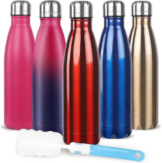 Sfee Insulated Water Bottle, 17 oz Stainless Steel Water Bottles, Double Wall Vacuum Reusable Water Bottles Leak Proof BPA-FREE Sports Bottle Cup Keep Hot&Cold for Running Gym Workout Cycling Kids