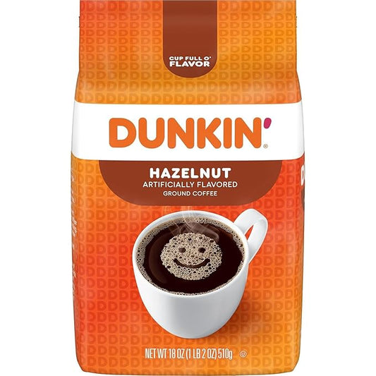 Dunkin' Hazelnut Flavored Ground Coffee, 18 Ounce Bag