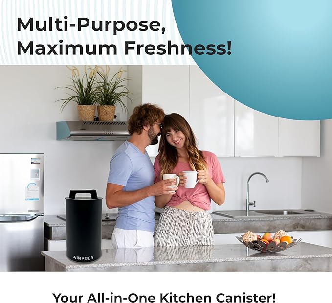 Skywin Metal Canister with Seal Lid, Black Coffee Canister, Coffee Container, Coffee Bean Storage, Vacuum Coffee Canister, Push Out Excess Air Preserve Food Freshness