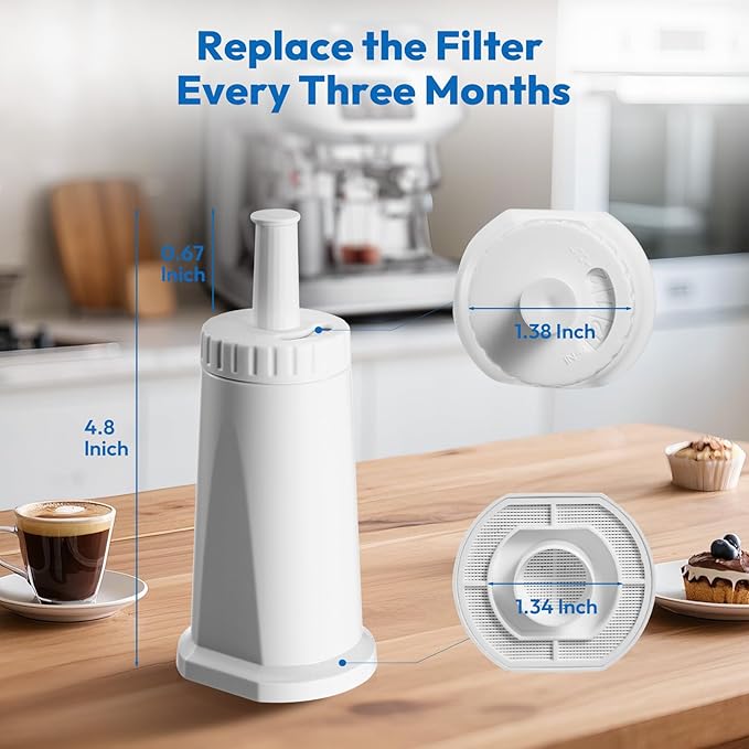 3 Pack Replacement Water Filter for Breville Espresso Machine Barista Pro BES878, Barista Touch Bes880, Oracle Touch BES990, Oracle BES980, Dual Boiler BES920 Bambino ClaroSwiss Sage, BES008WHT0NUC1