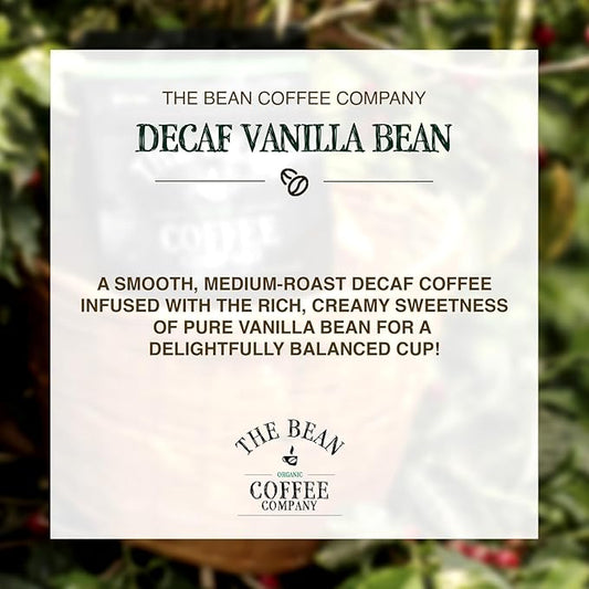 The Bean Organic Coffee Company Water Processed DECAF Vanilla Bean, Medium Roast, Whole Bean Coffee, 5-Pound Bag