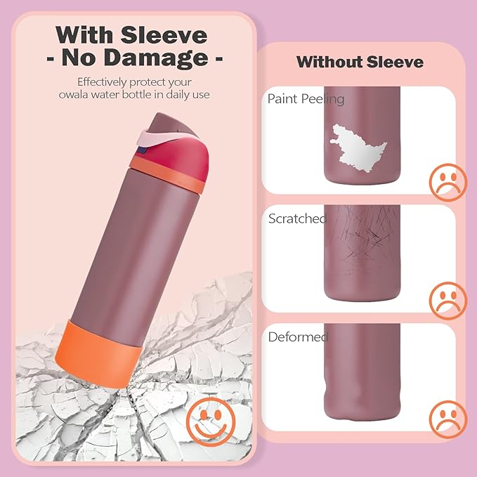2PCS Silicone Boot for Owala 24oz FreeSip Water Bottle, Anti-Slip Scratch-Resistant Bottom Sleeve, Protective Sports Bottles Accessories, BPA-Free