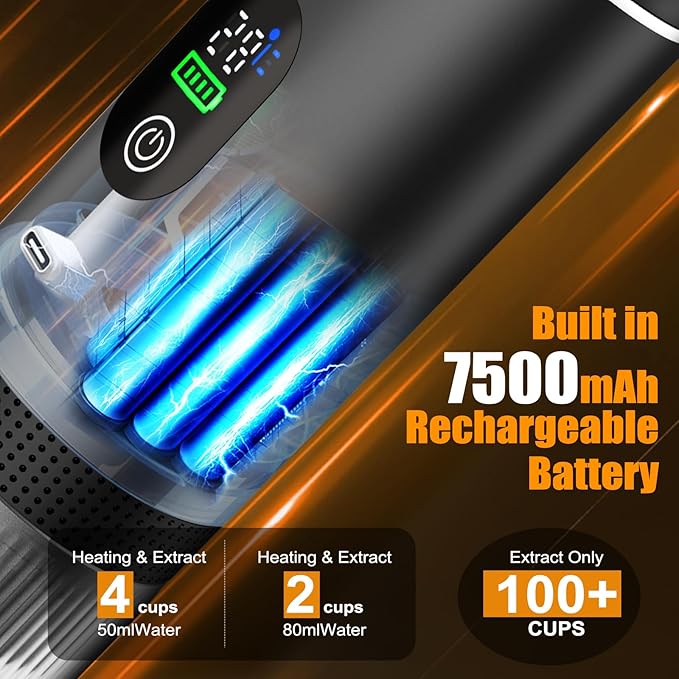 Portable Battery Espresso Coffee Maker for Travel, 20 bar Mini Car Espresso Machines, 3-in-1 Self-Heating Electric Espresso Maker, USB-C Ground Coffee & Capsule Pod(Ns&DG) RV, Hiking, Office
