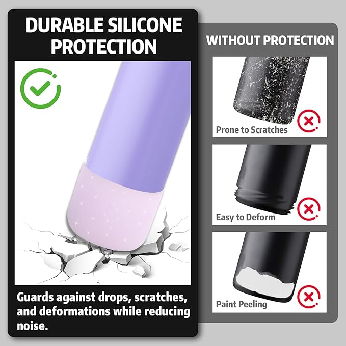 Silicone Boot for Owala 40oz Water Bottle – Anti-Slip Protective Cover, Bottle Boot, Base Cover Compatible with FreeSip, Sleeve for Stainless Steel Tumblers (Glitter Purple, 40OZ)