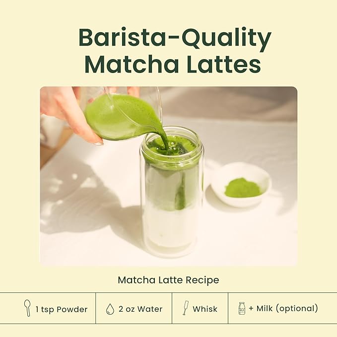 Crafti Ceremonial Grade Matcha Powder (Organic) - Unsweetened Authentic Japanese Daily Matcha Green Tea Powder from Uji, Kyoto for Barista-Grade Lattes (30g / 1.06oz)