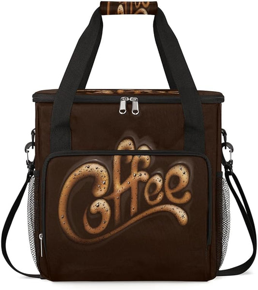 Brown Coffee Cafe Maker Carrying Bag Travel Case Compatible with Keurig K-Mini or K-Mini Plus Portable Single Serve Coffee Brewer Case with Pockets for K-cup Pods