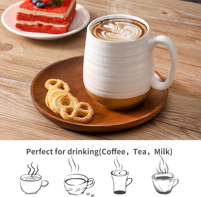 HASENSE Coffee Mugs Gift Set, 20oz Ceramic Mugs Set of 2 with Handle, Glaze Coasters & Spoons in Storage Box,Perfect Valentine‘s Day Gift for Coffee Tea and Cocoa, White