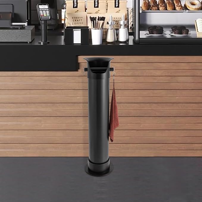 Knock Box for Coffee Grounds, Commercial Knock Box for Espresso Coffee Grounds, Floor Standing Knock Box, Espresso Knock Box Set with Towel and Garbage Bags for Barista and Home Use, Coffee, Bar