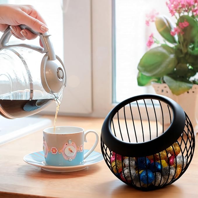 Coffee Pod Holders for Counter, Large Capacity Metal KCups Espresso Pod Keuring Kcup Storage Capsure Baskets, Coffee Bar Organizer Espresso Capsule Storage Bar Station Accessories (Black)