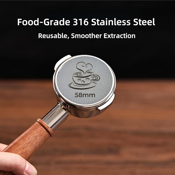 Espresso Puck Screen 58mm for Portafilter Basket, 1.7mm Thickness Made with 316 Stainless Steel, Coffee Machine Reusable Filter for Espresso Accessories (58mm)