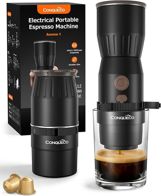 Portable Handheld Electric Espresso Machine, Ultra Light Compact Coffee Maker for Hot Water, 160ML Large Water Tank, 2300mAh Battery, Unique Bracket Fast Brewing for NS Capsules, Travel/Camping/Office