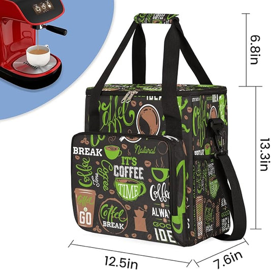 Green Coffee Cafe Maker Carrying Bag Travel Case Compatible with Keurig K-Mini or K-Mini Plus Portable Single Serve Coffee Brewer Case with Pockets for K-cup Pods