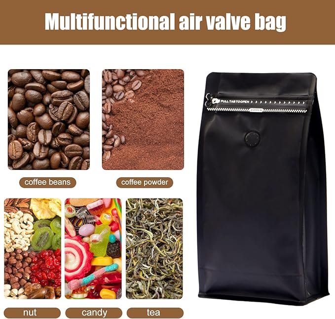 Coffee Bags with Valve,(12 oz,3/4 lb,100pcs) Empty Pink Aluminumed Foil Flat Bottom Standing Heat Sealed Coffee Beans Storage Bags,Side Zipper Reusable Pouches for Home or Store