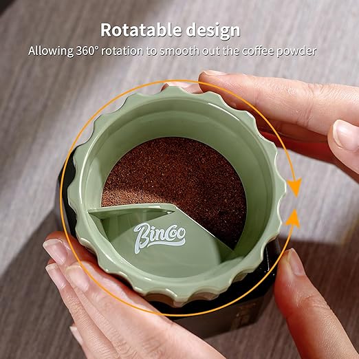 Bincoo Coffee Maker Dosing Funnel 54mm for Moka Pot-Coffee Powder Filler Funnel,Anti-Flying Powder Distribution Tool for 2-3 Espresso Cup Moka Pot (Green-S 54mm)