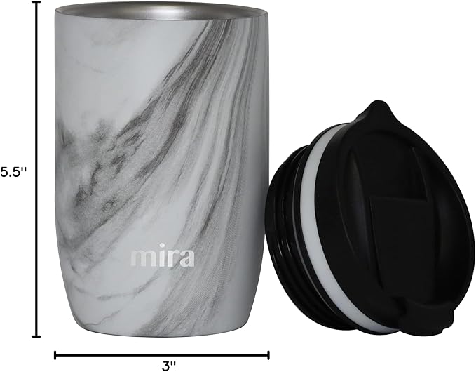 MIRA 12 oz Travel Coffee Mug - Insulated Stainless Steel Tumbler with Screw Lid - French Granite