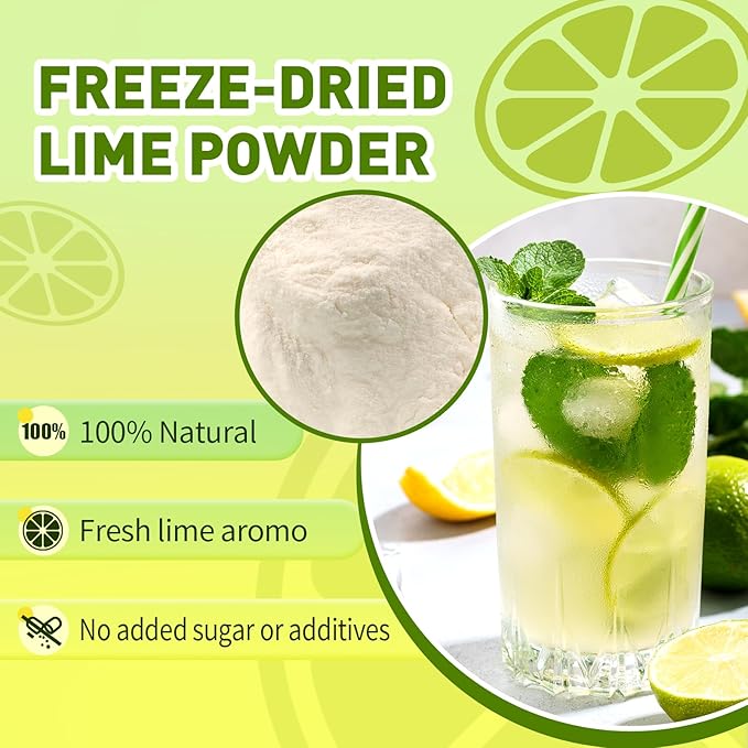 Lime Powder Freeze-Dried Lime Juice Flavor 1.25 lb Rich in Vitamin C | Natural Fruit Powder | No Sugar & Additives Great for Drinks, Smoothies, Beverages & Cooking, Additive Free