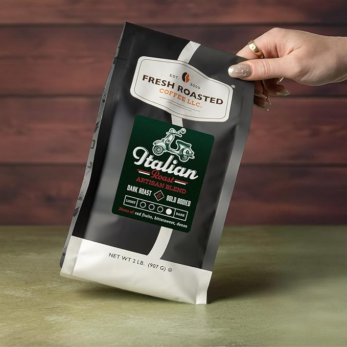 Fresh Roasted Coffee, Italian Roast, 2 lb (32 oz), Dark, Kosher, Whole Bean
