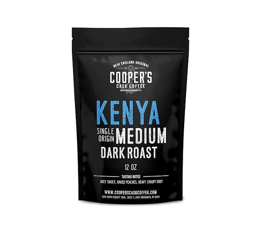 Kenya AA Medium Dark Roast Coffee Beans, Single Origin Whole Bean Coffee, Full Bodied Gourmet Coffee - 12 oz Bag
