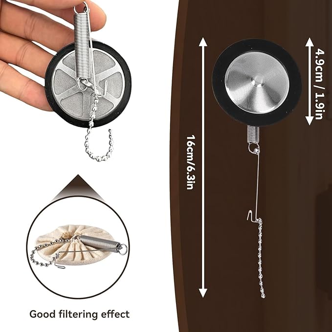 Reusable Metal Coffee Filter for Siphon Coffee Maker, Reusable Stainless Steel Syphon Coffees Filter with Chain for Siphon Coffee Maker Other Similar Syphon Coffee Machine