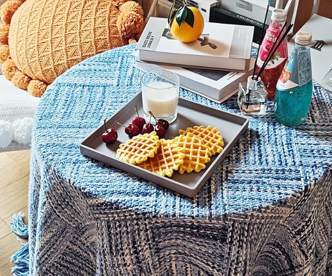 Small Square Serving Tray (9 inch), Durable Gray Tray for Desserts & Organization, Lightweight for Coffee, Drinks, Party, Seasoning, Perfume and Display.
