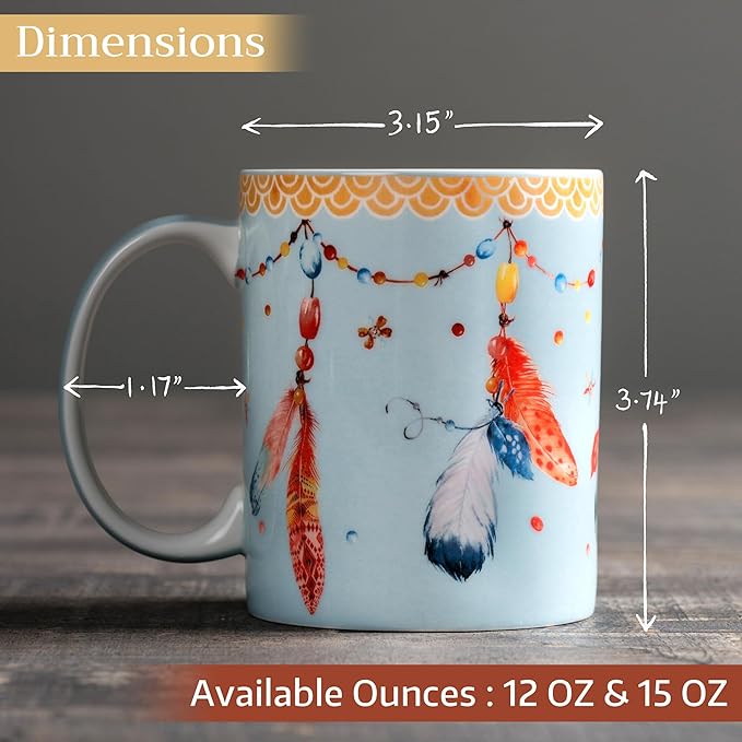 Maison d' Hermine Coffee Mug with Handles Fine Bone China Mugs Pack of One Tea Cups for Hot Beverages Cappuccino Latte Home Restaurant Office Perfect for Gift (Ibiza - Festival, 12 Ounce)