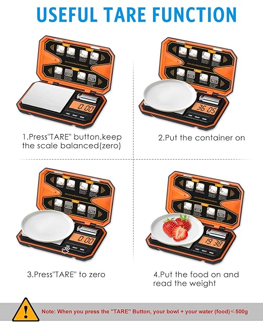 AMIR Digital Pocket Scale, High-Precision 500g x 0.01g Mini Gram Scale with LCD Display, Digital Food Scale with Tare Function, 6 Unit Conversion for Food, Jewelry, Coins, Coffee