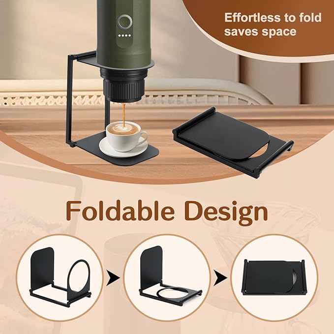 Stand Compatible with Outin Nano – Portable Foldable Coffee Maker Stand with Base, Espresso Machine Holder for Home, Desk, and Travel (Black)