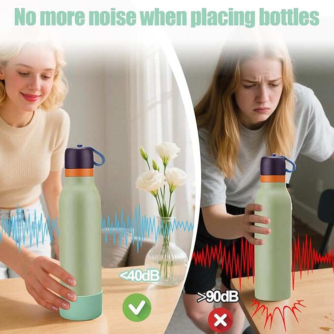 Mity rain 2PCS Silicone Boot for Owala FreeSip Twist Water Bottle, Anti-Slip, Noise-Reducing,Prevents Scratches(24oz Green)