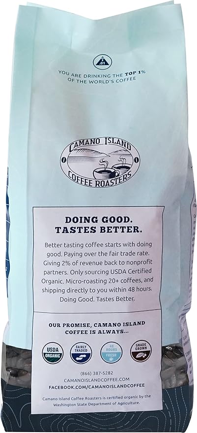 Camano Island Coffee Roasters Varietal Supremo Espresso Blend, Ground 2lb, Fresh Dark Roast, USDA Organic, Fairly Traded, Shade Grown Arabica, Chocolate, Caramel, Hint of Spice Flavor Profile