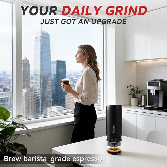 Portable Electric Espresso Machine, Coffee Espresso Maker for Travel with USB-C, Battery Powered 1800mAh, for Ground Coffee & NS Capsule, for Office,Gifts for Men, RV, Hiking