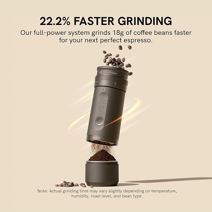 OutIn Nano Portable Electric Espresso Machine with Fino Portable Electric Coffee Grinder, Brown & Green