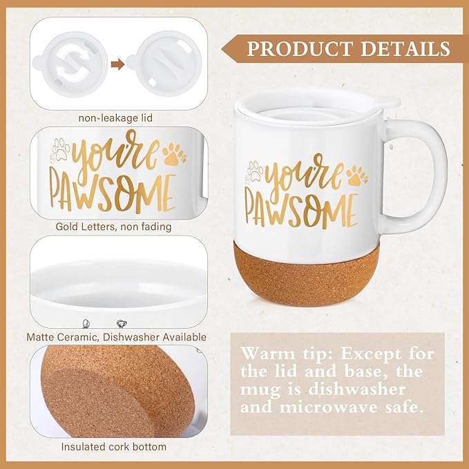 4 Pcs Veterinary Gifts Set White Thank You Gift for Cat Dog Groomers Trainer Coffee Mug Scented Candle Notebook Pen for Vet Tech Veterinary Assistant Receptionist Dog Sitter Daycare Coworker