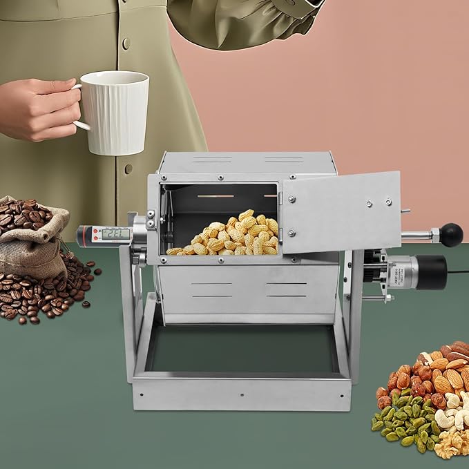 Uphilltool Coffee Bean Roaster, 300-1200g Coffee Bean Baker Gas Burner Drum Type Roasting Machine with 5-59RPM Adjustable Speed for Home and Commercial Use