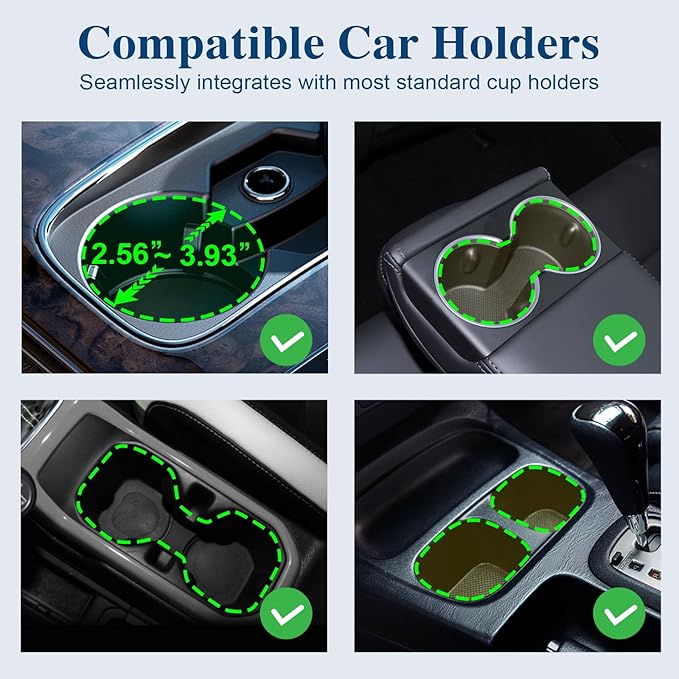 Car Cup Holder Expander, Cup Holder Extender Adapter with Expandable Arm and Adjustable Base, Compatible with Yeti Ramblers, Hydro Flasks, Stanley, Owala Most Coffee Mugs Bottles & Cups (CUP-B-2pack)