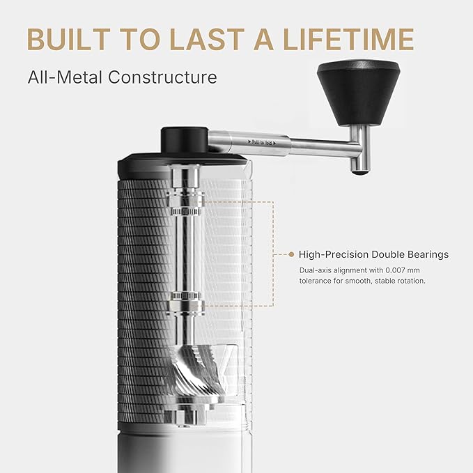 Timemore C5 PRO Manual Coffee Grinder - 42mm Stainless Steel Burr, 48 Adjustable Settings, Hand Coffee Grinder with Fordable Handle, All Metal, Portable for Home, Office & Outdoor, 30g Capacity, Black