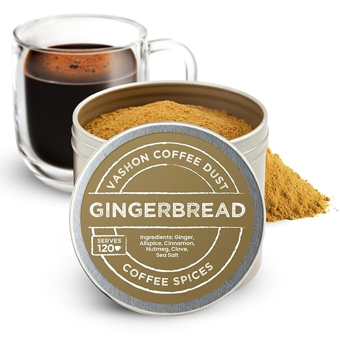 Coffee Dust Flavoring Powder, Gingerbread (120 Servings) - Pumpkin Spice Coffee Dusting Flavor, All Natural Syrup Alternative, Adds Aroma, Taste & Whole30 Wellness to Drinks, Tea & Foods - Creamer Alternative