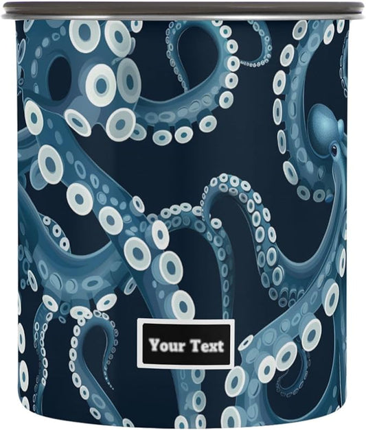 ALAZA Octopus Tentacles Airtight Coffee Bean Canister Customed 500ml Food Storage Containers with Lids For Gournd, Tea, Sugar, Flour, Rice, Cereal, Candy Cookie Jar