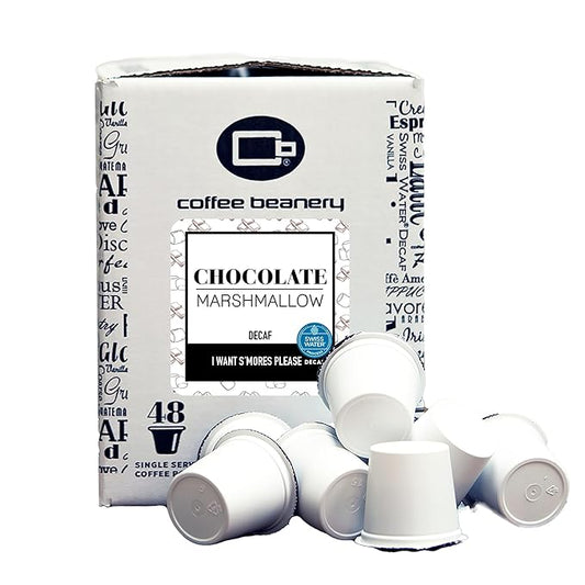 Chocolate Marshmallow Decaf by Coffee Beanery | 48ct Flavored Pods | Medium Roast, 100% Arabica Gourmet Coffee