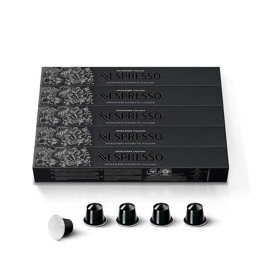 Nespresso Capsules Original, Ristretto Italiano, Dark Roast Espresso Coffee, 50-Count Espresso Pods