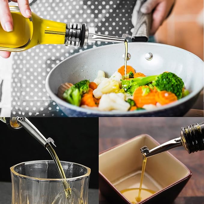 Pafusen 6 Pack Oil Spout with Flip Top, Olive Oil Dispenser Spout,Liquor Bottle Pourer Spouts for About 3/4" Bottle Mouth